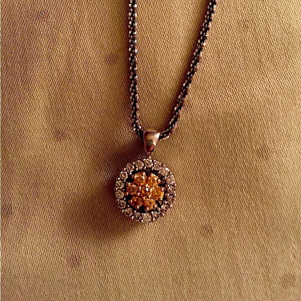 Yellow Diamond Flower Pendant